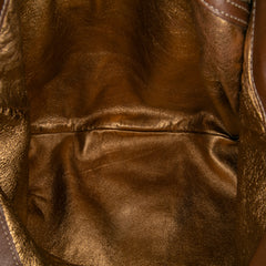 Large Crest Embossed Suede Indy Hobo