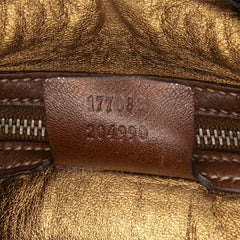 Large Crest Embossed Suede Indy Hobo