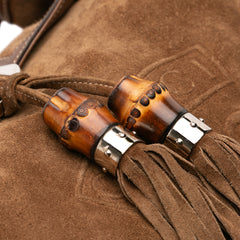 Large Crest Embossed Suede Indy Hobo
