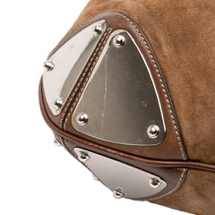 Large Crest Embossed Suede Indy Hobo