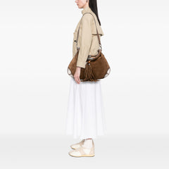 Large Crest Embossed Suede Indy Hobo