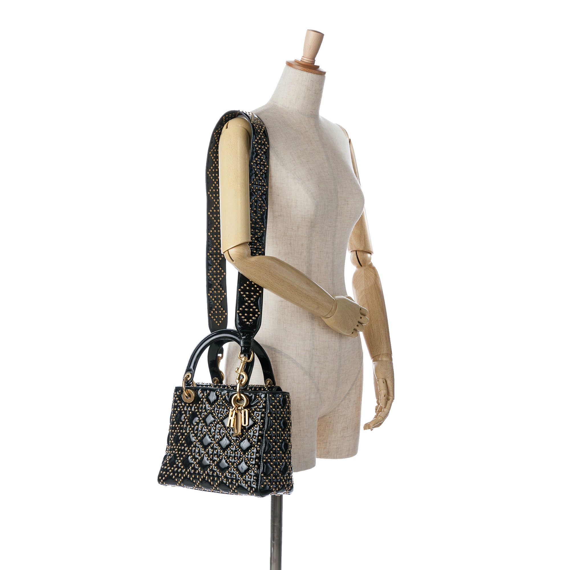 Medium Lambskin Cannage Studded Supple Lady Dior