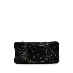 Satin Diamante Camellia Clutch with Chain