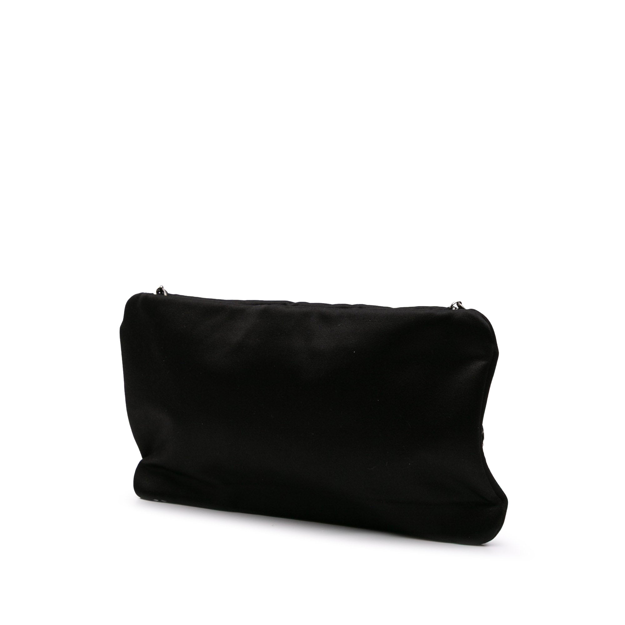 Satin Diamante Camellia Clutch with Chain