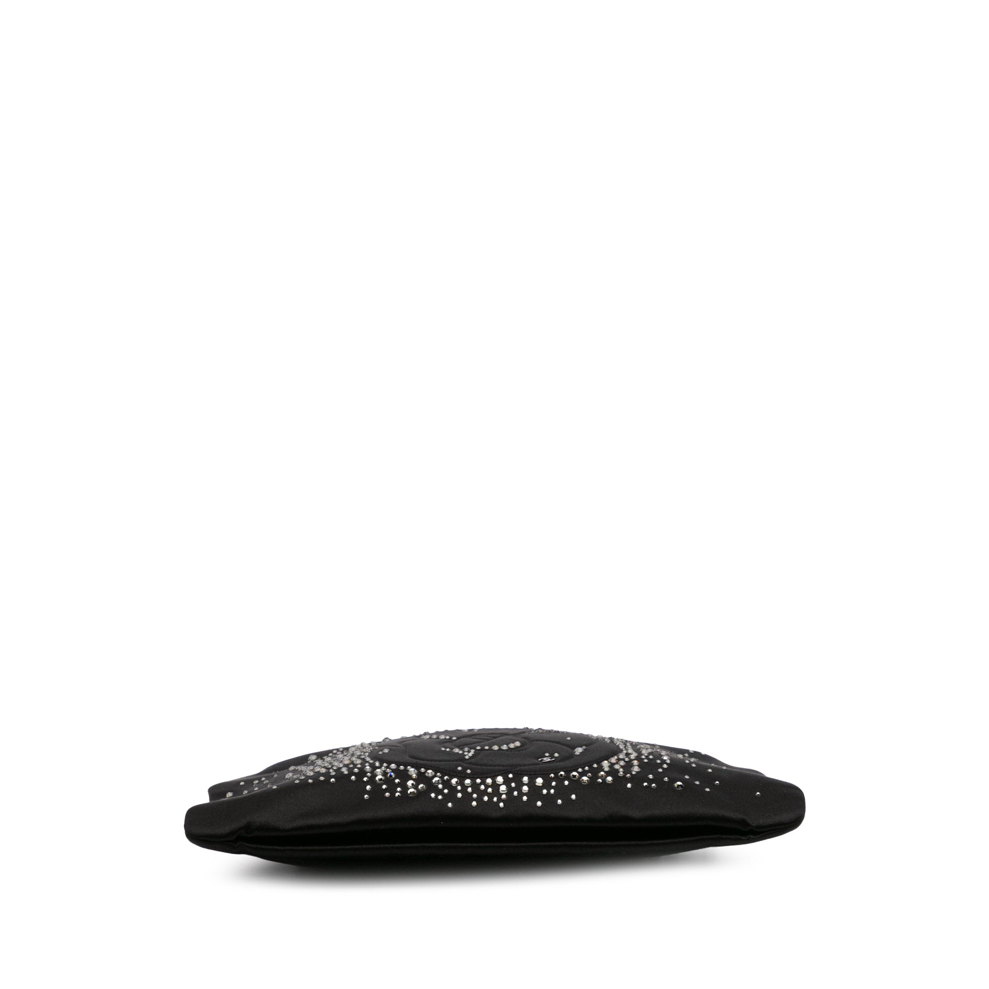 Satin Diamante Camellia Clutch with Chain