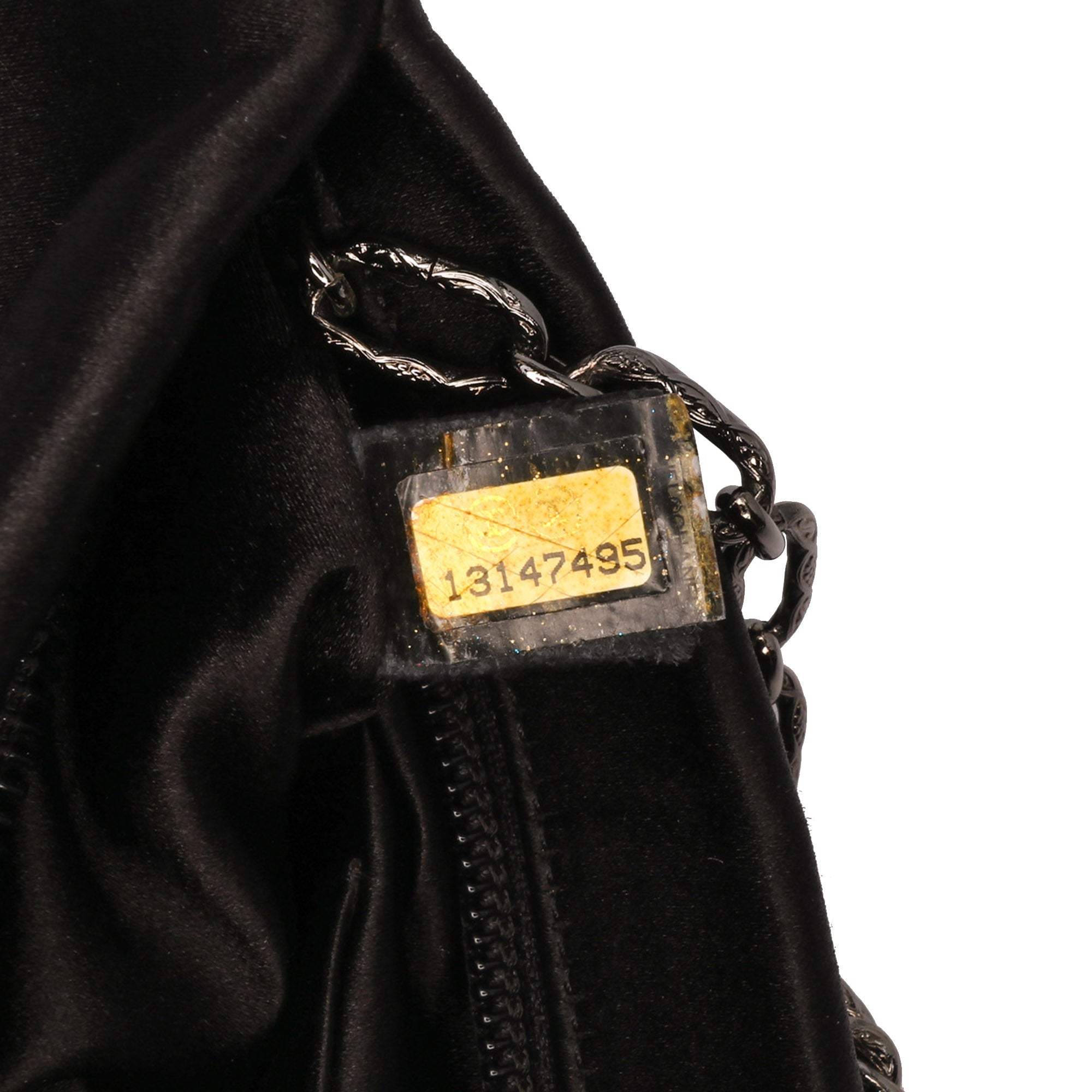 Satin Diamante Camellia Clutch with Chain
