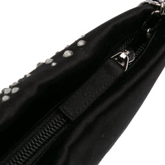 Satin Diamante Camellia Clutch with Chain