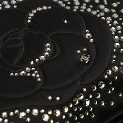 Satin Diamante Camellia Clutch with Chain