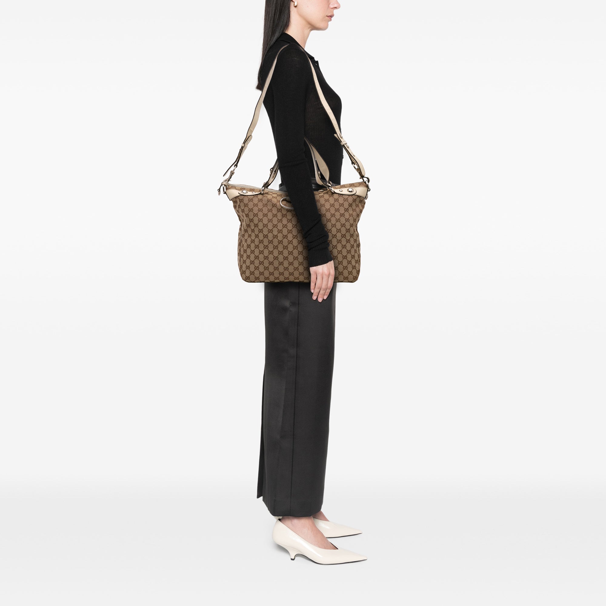 Large GG Canvas Icon Bit Satchel
