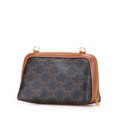 Triomphe Coated Canvas Clutch On Chain