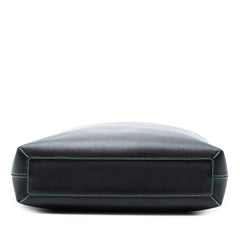 Grained Leather and Haymarket Check Coated Canvas Reversible North South Tote