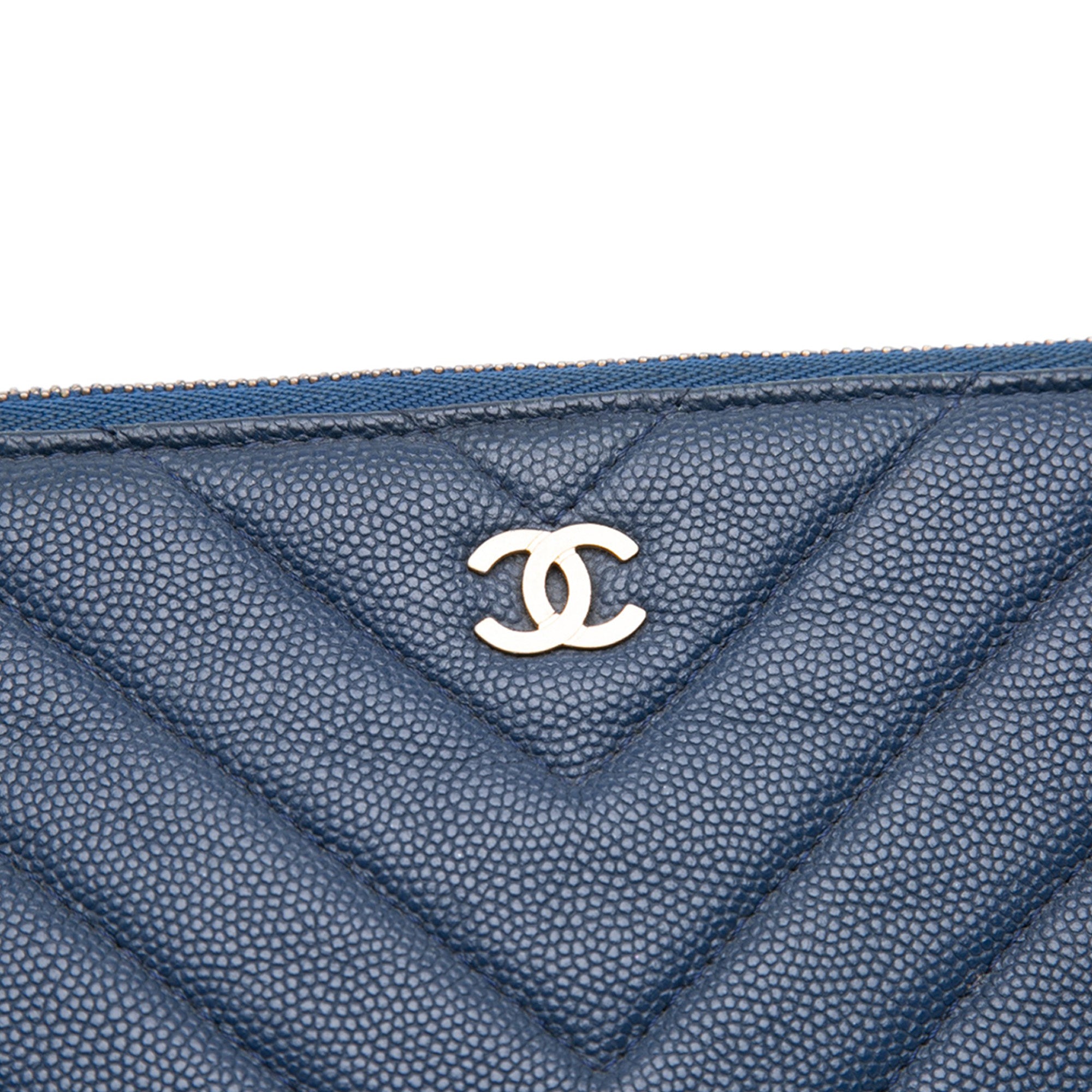 Medium Chevron Caviar Ancient Greek Charms O Case Clutch