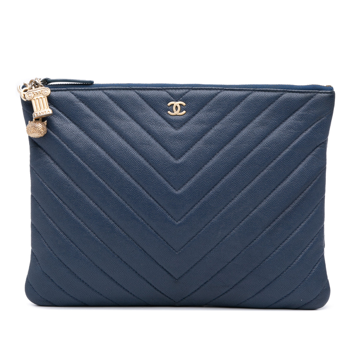 Medium Chevron Caviar Ancient Greek Charms O Case Clutch