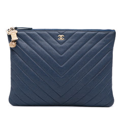 Medium Chevron Caviar Ancient Greek Charms O Case Clutch