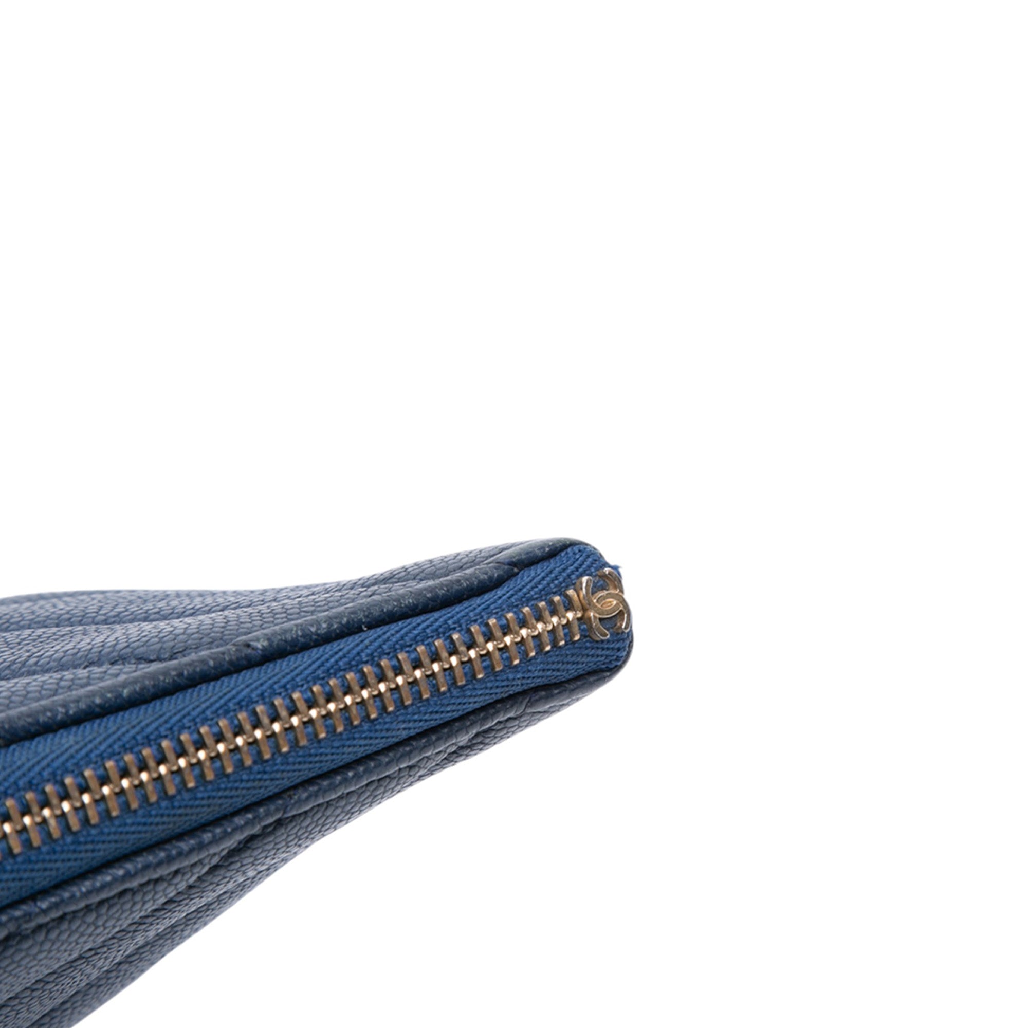 Medium Chevron Caviar Ancient Greek Charms O Case Clutch
