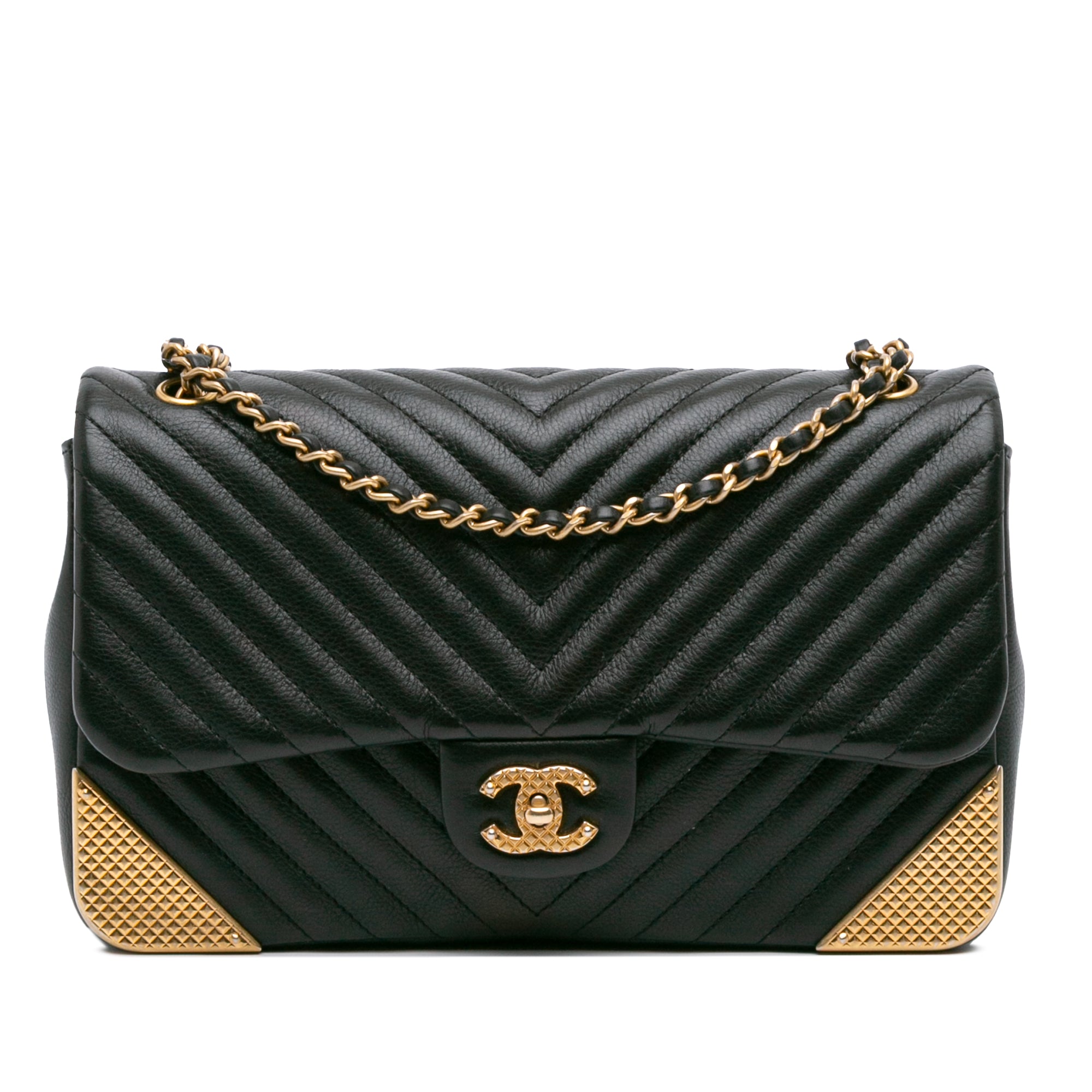 Calfskin Chevron Rock The Corner Flap
