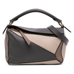 Small Tricolor Calfskin Puzzle Satchel