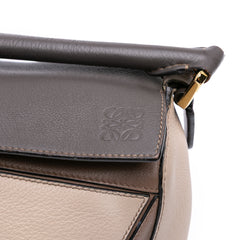 Small Tricolor Calfskin Puzzle Satchel