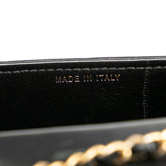 Calfskin CC Chevron Medal Envelope Vertical Clutch With Chain