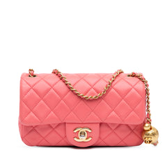 Mini Rectangular Lambskin Pearl Crush Flap