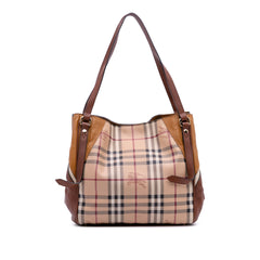 Small Leather Trimmed Haymarket Check Coated Canvas Canterbury Tote