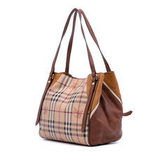 Small Leather Trimmed Haymarket Check Coated Canvas Canterbury Tote