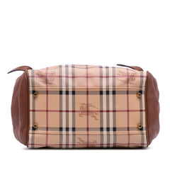 Small Leather Trimmed Haymarket Check Coated Canvas Canterbury Tote