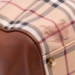 Small Leather Trimmed Haymarket Check Coated Canvas Canterbury Tote