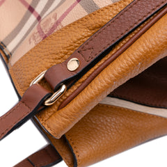 Small Leather Trimmed Haymarket Check Coated Canvas Canterbury Tote