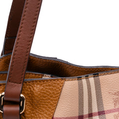 Small Leather Trimmed Haymarket Check Coated Canvas Canterbury Tote