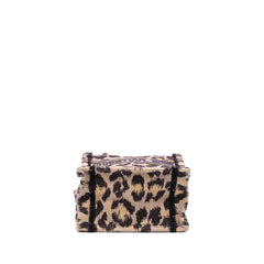Mizza Mini Embroidered Canvas Leopard Vertical Book Tote