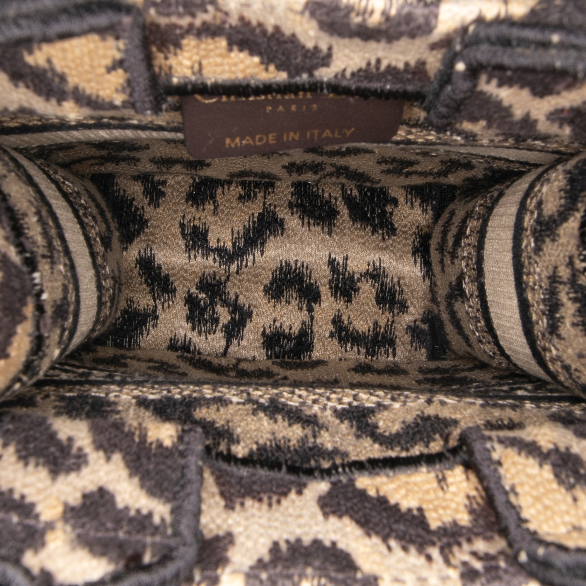 Mizza Mini Embroidered Canvas Leopard Vertical Book Tote