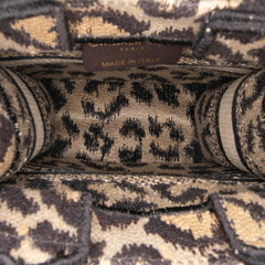 Mizza Mini Embroidered Canvas Leopard Vertical Book Tote