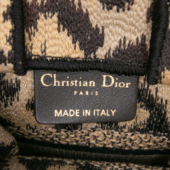 Mizza Mini Embroidered Canvas Leopard Vertical Book Tote
