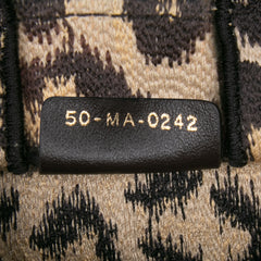 Mizza Mini Embroidered Canvas Leopard Vertical Book Tote