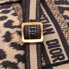 Mizza Mini Embroidered Canvas Leopard Vertical Book Tote