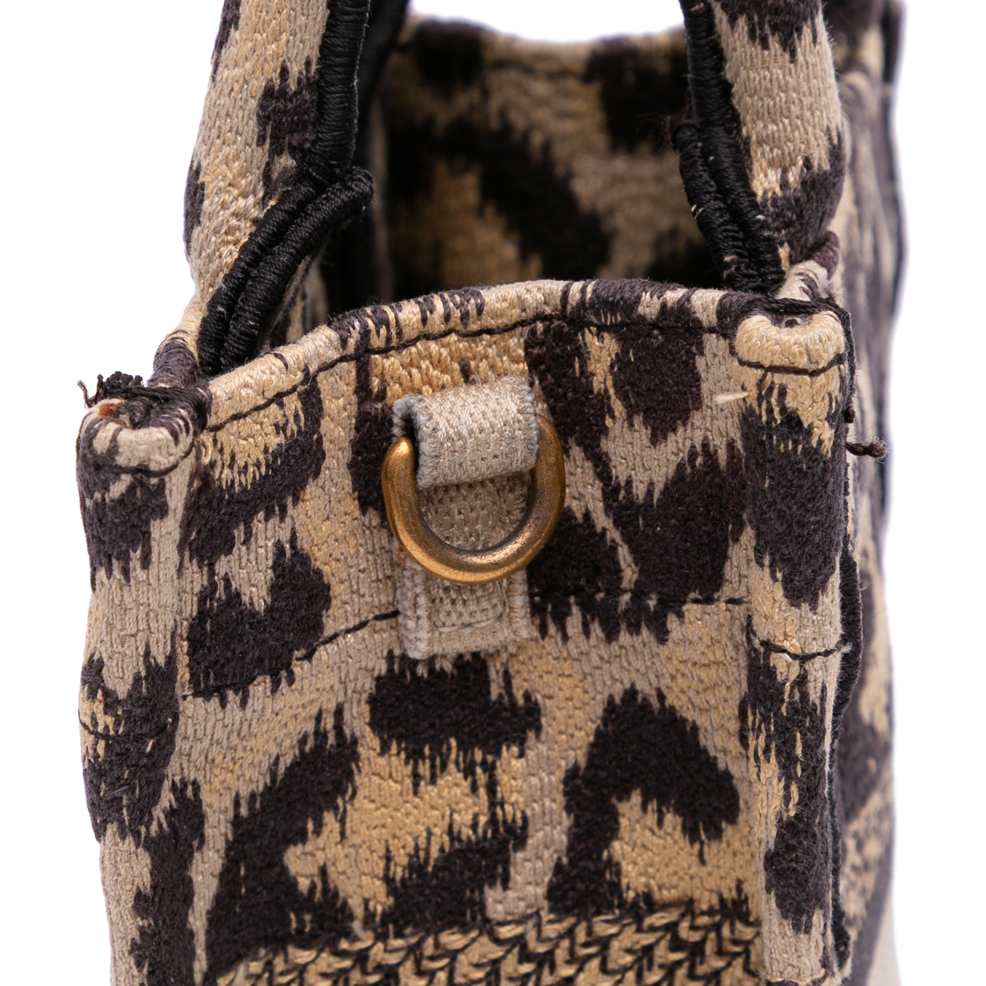 Mizza Mini Embroidered Canvas Leopard Vertical Book Tote