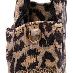 Mizza Mini Embroidered Canvas Leopard Vertical Book Tote