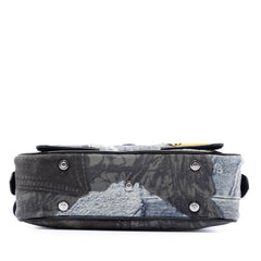 Mini Canvas Denim Print Speedway Double Saddle Bowler Bag