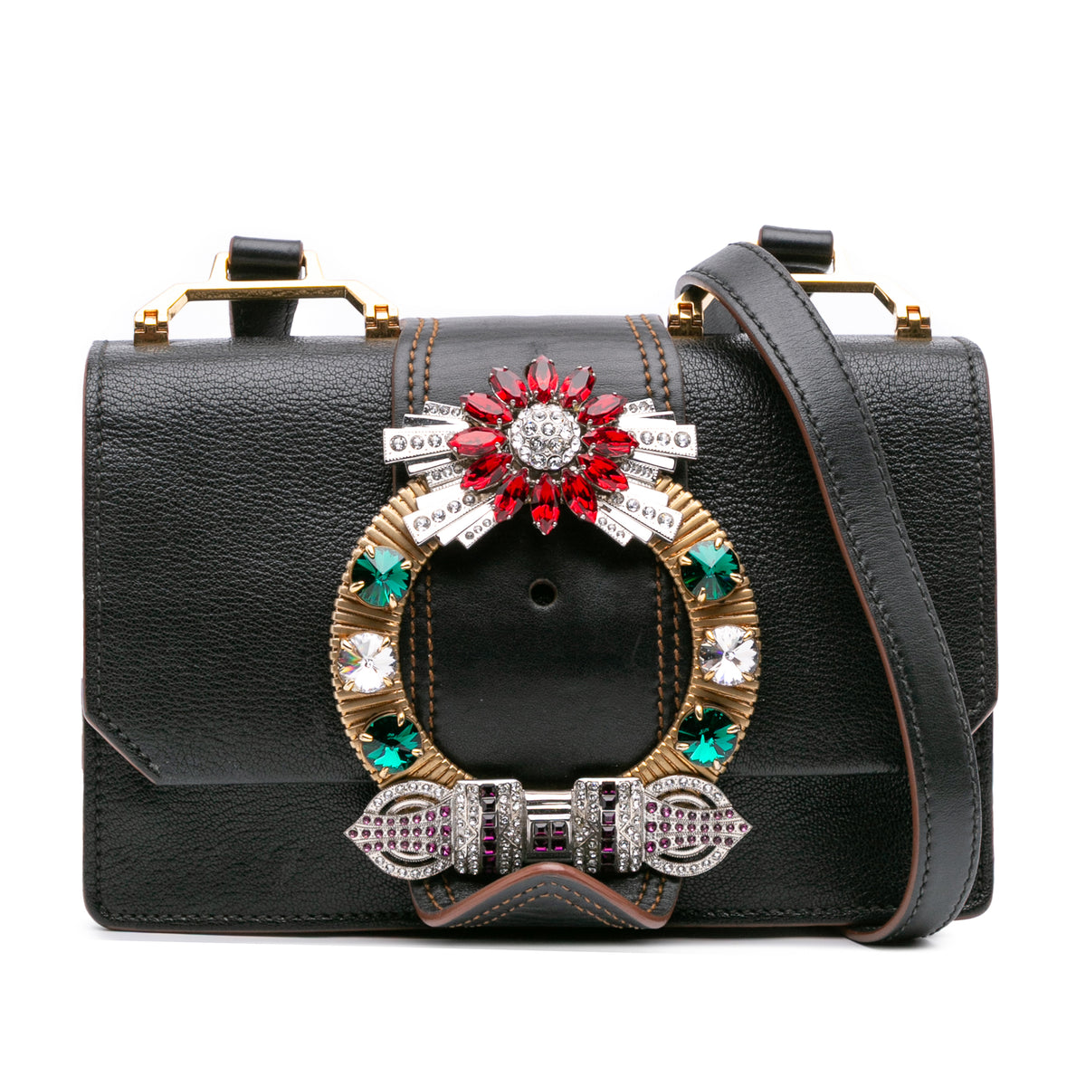Goatskin Madras Soft Calf Crystal Embellished Crossbody