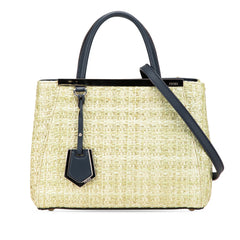Small Woven Raffia Vitello Regular 2Jours Satchel