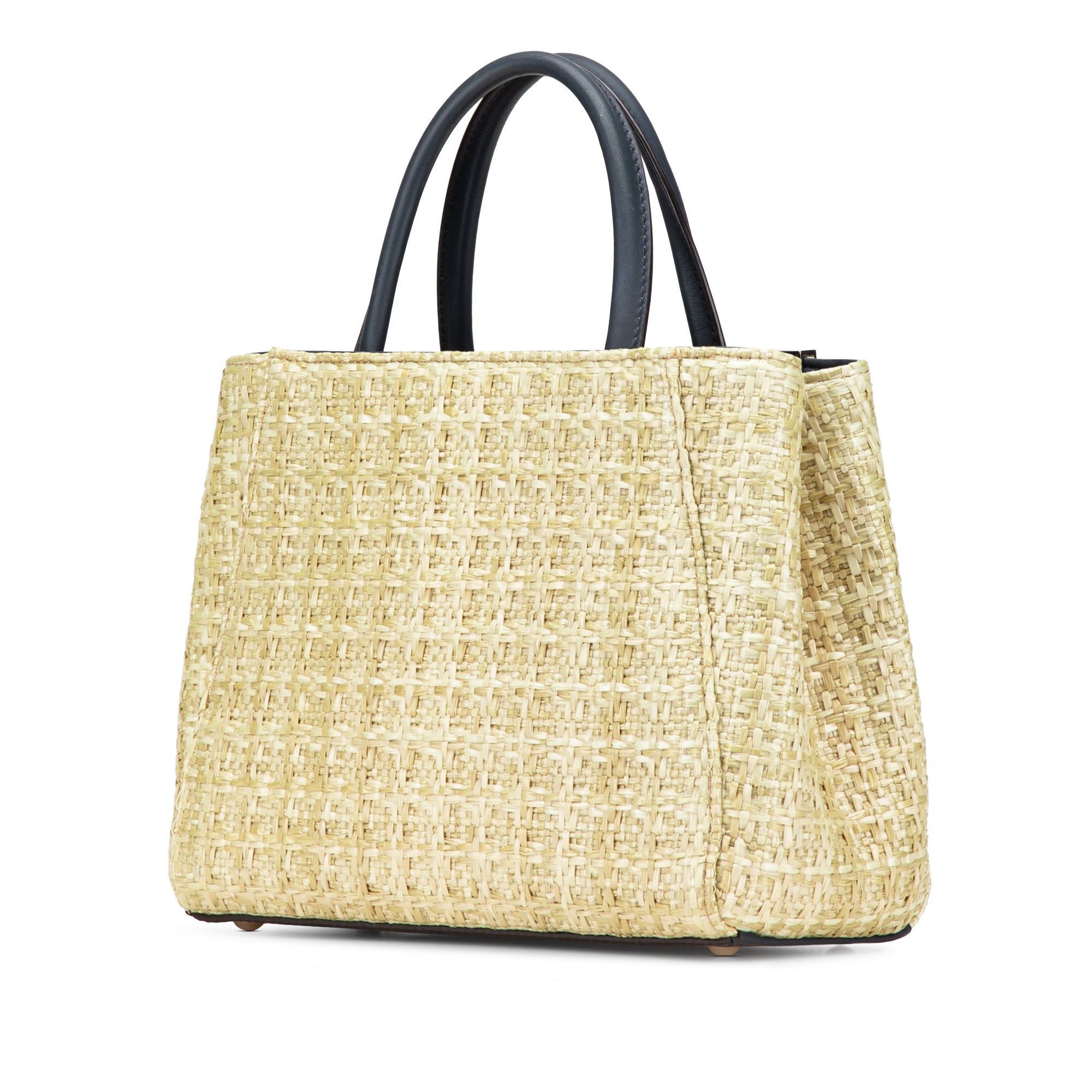 Small Woven Raffia Vitello Regular 2Jours Satchel