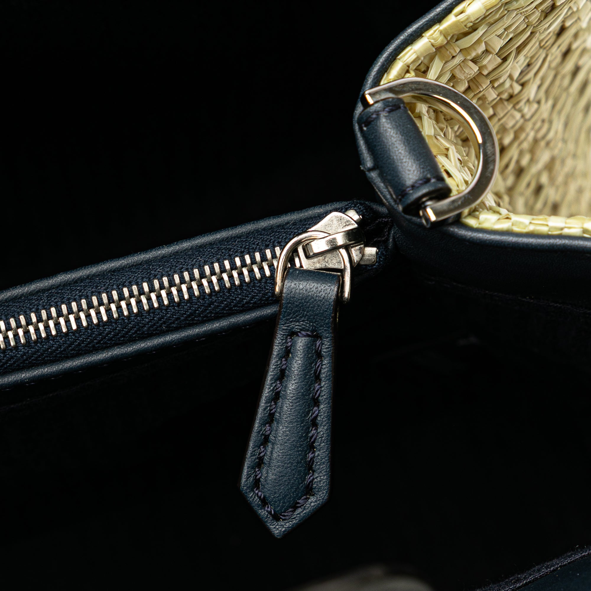 Small Woven Raffia Vitello Regular 2Jours Satchel