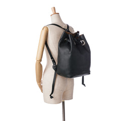 Small Leather Grommet Drawstring Backpack