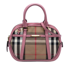 Small Leather Trimmed House Check Canvas Bridle Orchard Satchel