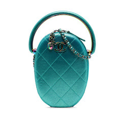 Quilted Metallic Caviar Rainbow Hardware Oval Camera Bag