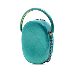 Quilted Metallic Caviar Rainbow Hardware Oval Camera Bag