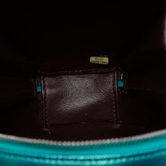 Quilted Metallic Caviar Rainbow Hardware Oval Camera Bag