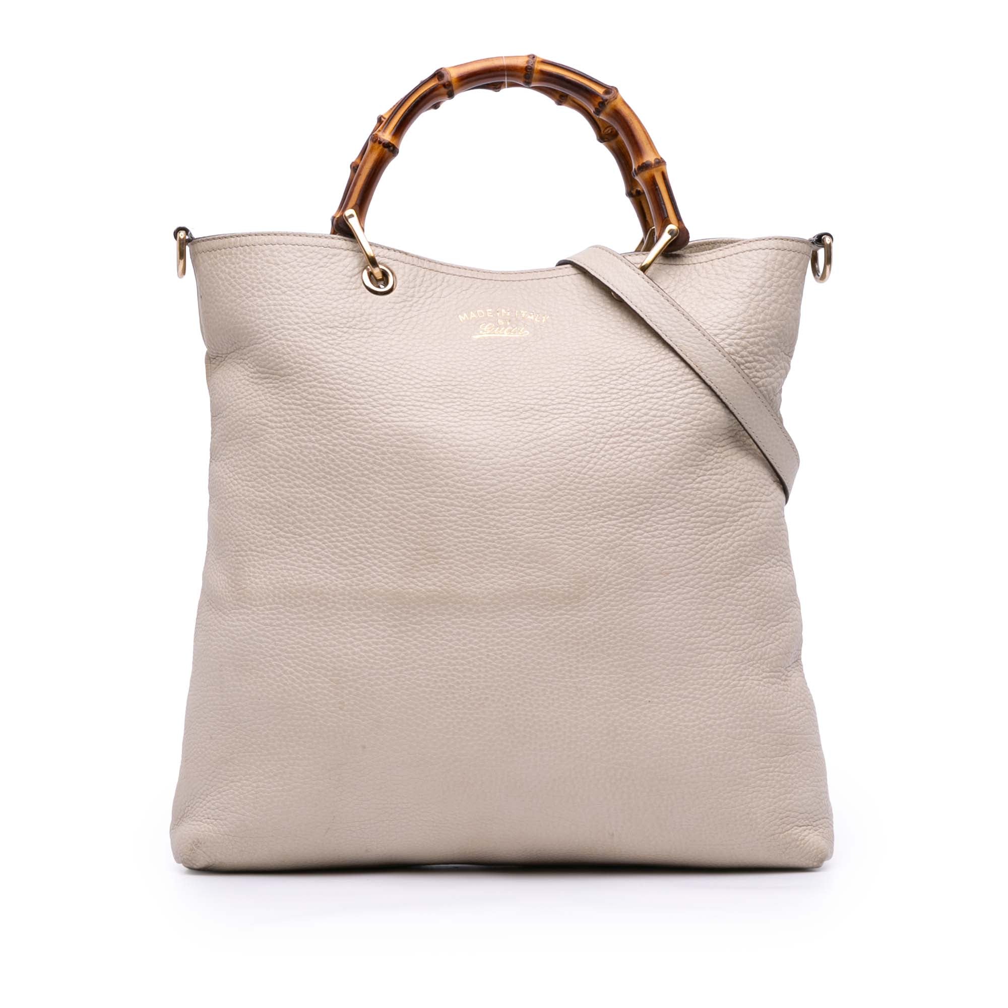 Tall Leather Bamboo Shopper Tote