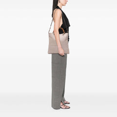 Tall Leather Bamboo Shopper Tote